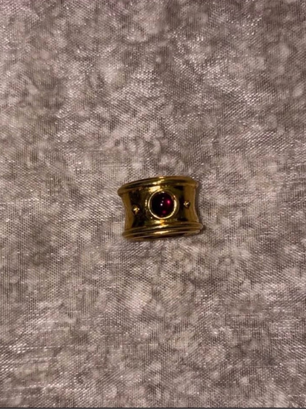 Gold-Tone Monet Statement Ring with Red Stone - Size 5 1/2